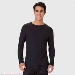 Hanes Men’s Thermal Long Sleeve Waffle Knit Shirt – Black L *SEE DEAL!!!*