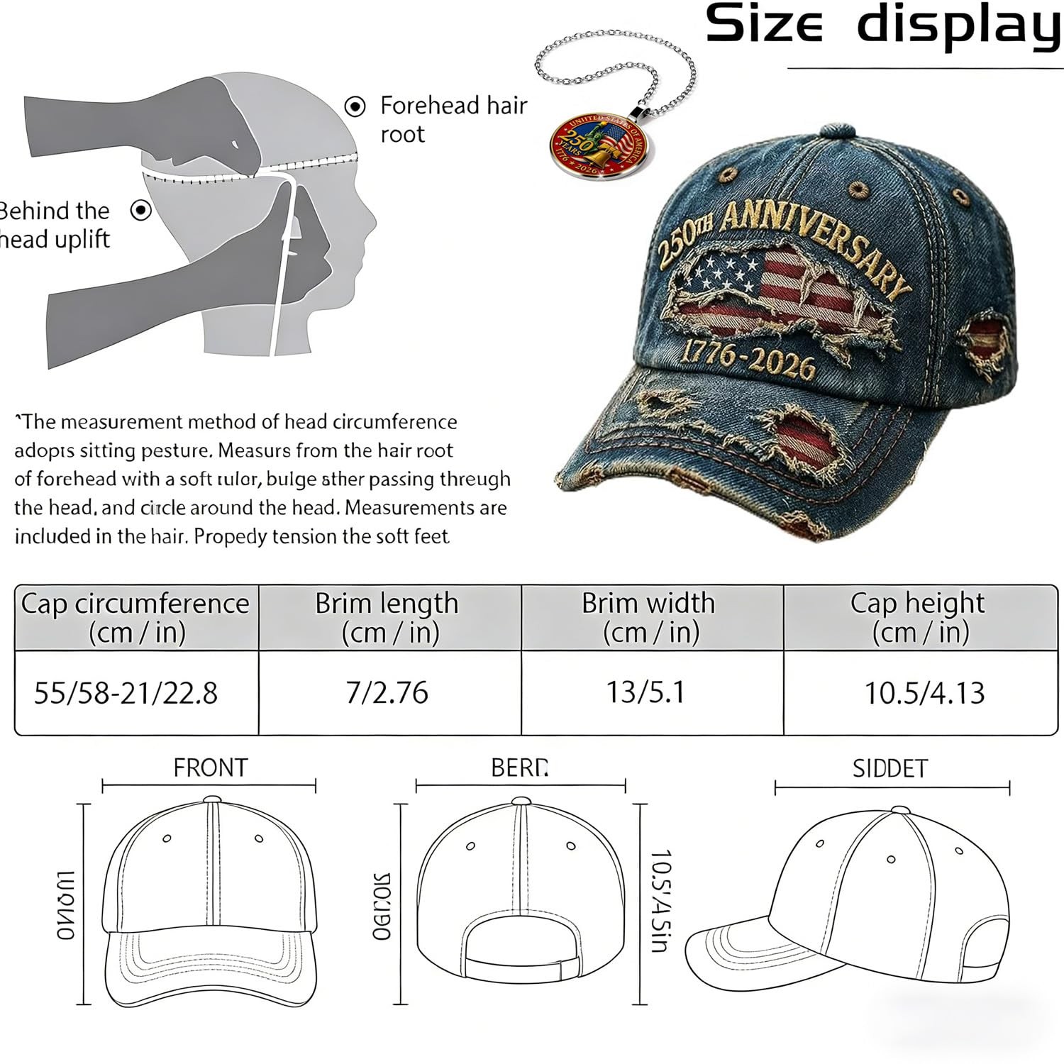 250 Anniversary USA Hat - Retro Embroidered America 250 Hat, Patriotic Adjust... gallery