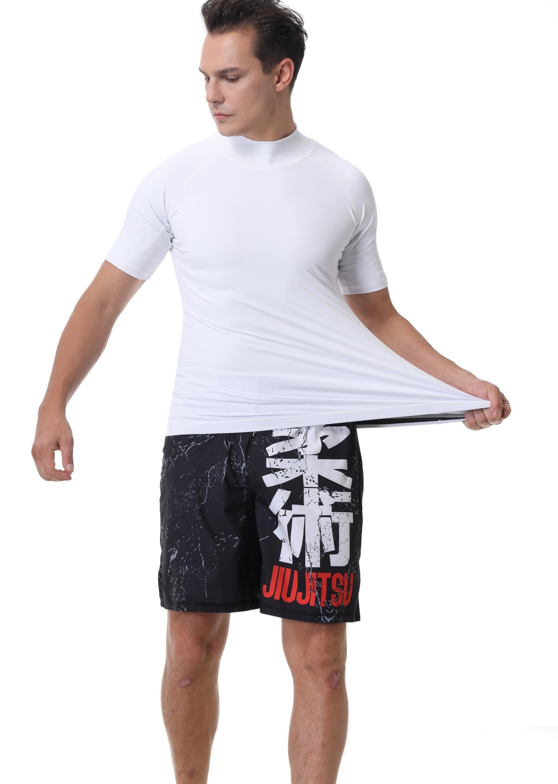 Men's Compression Mock Turtleneck Short Sleeve Shirts High Neck Quickly Dry W... gallery