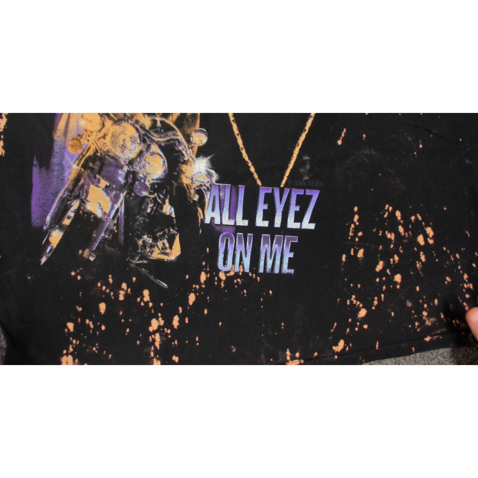 2Pac Mens T-Shirt All Eyez On Me Bleached Tie Dye Graphic Large gallery