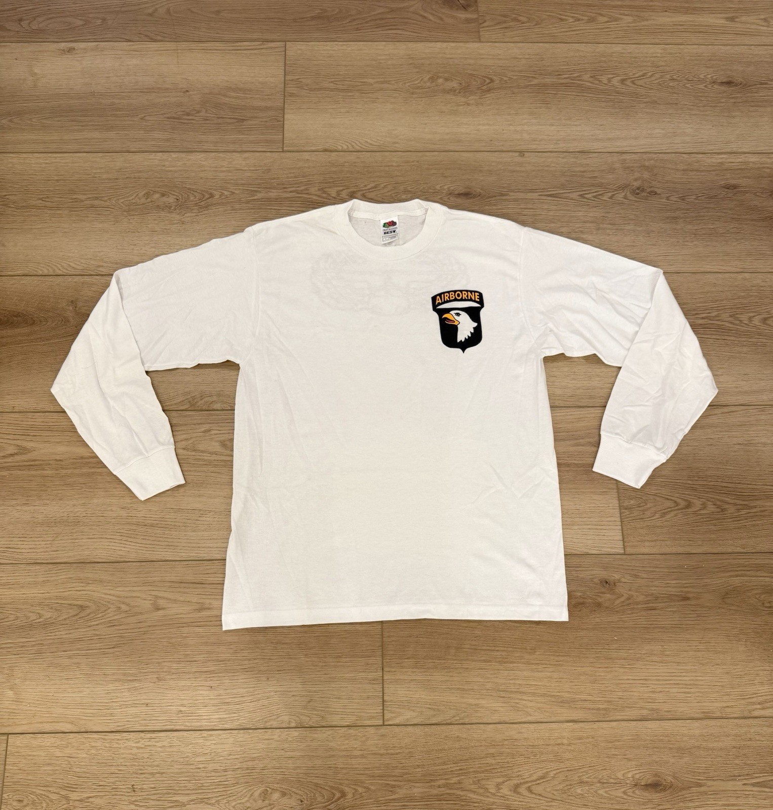 US Army Airborne Long Sleeve Shirt Mens L White Military Graphic Tee gallery