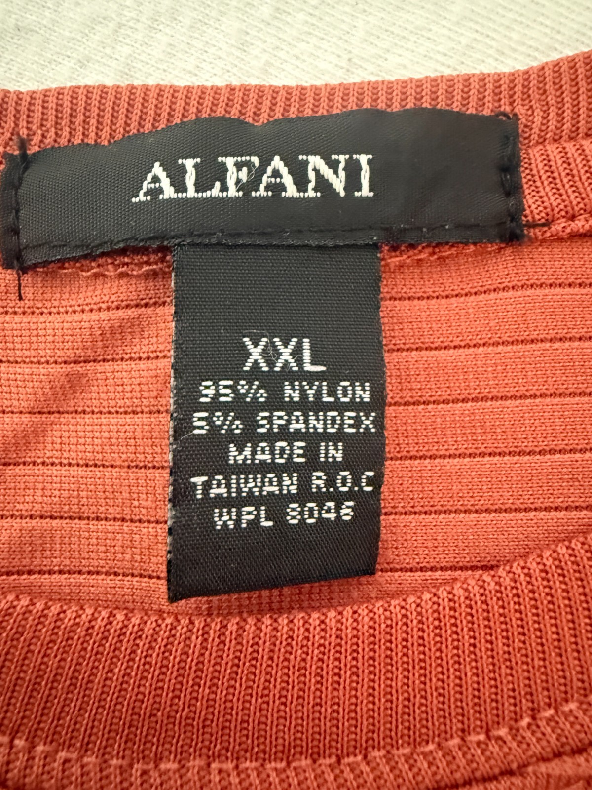 Alfani Mens 2XL Rust Orange Ribbed T-Shirt short Sleeve Nylon Blend gallery