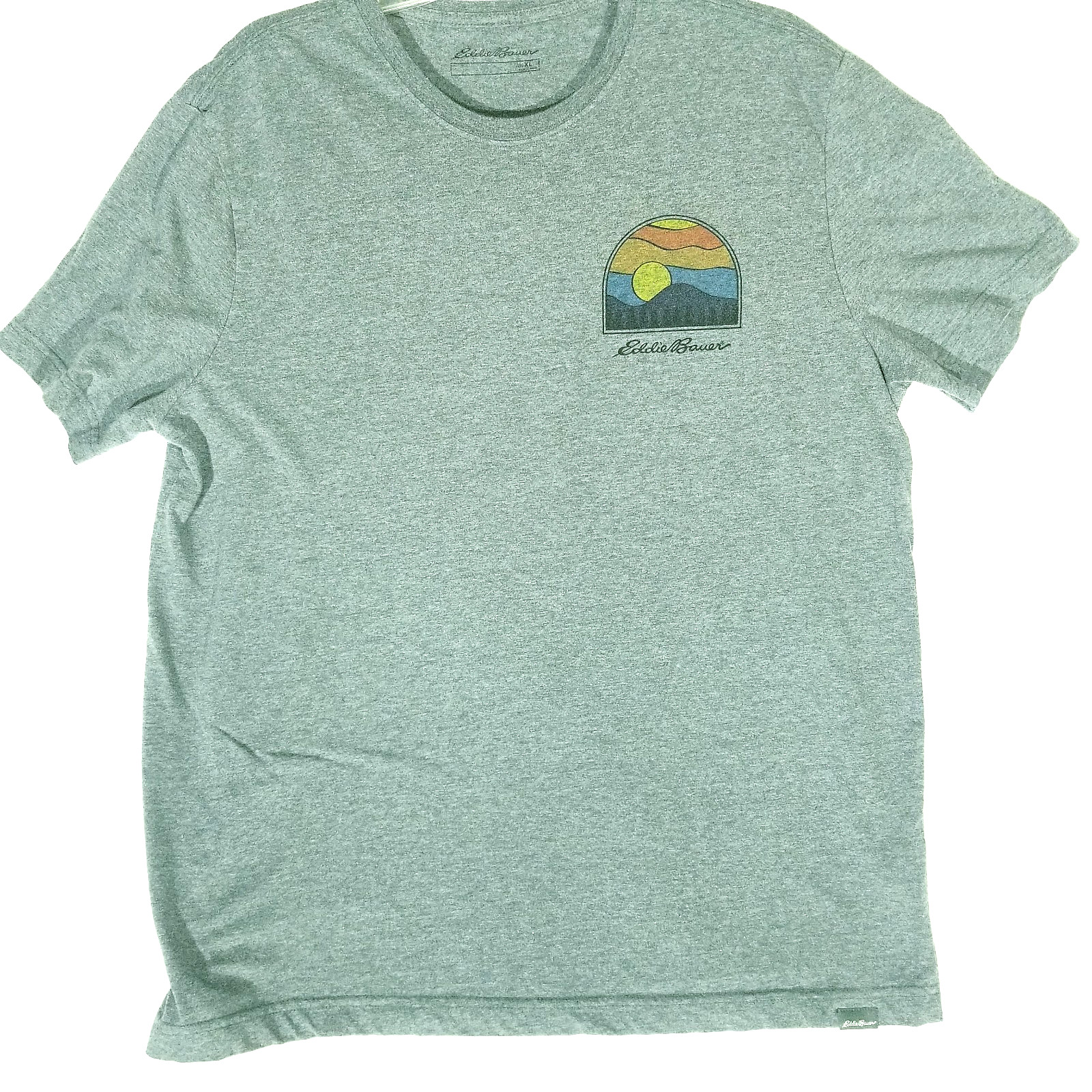Eddie Bauer Shirt Men XL Gray Mountain Nature Outdoor Graphic Tee Cotton Blend
