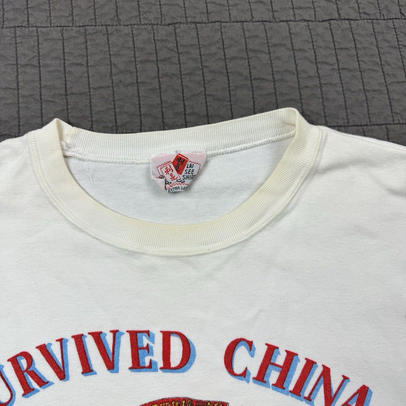Vintage Lai See Shirts T Shirt Men's XL White I Survived China Single Stitch gallery