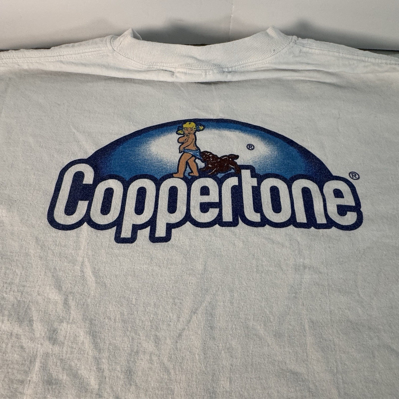 Unisex T-shirt Classic Coppertone Girl Logo (Beach, Dog) White T-Shirt Size XL gallery