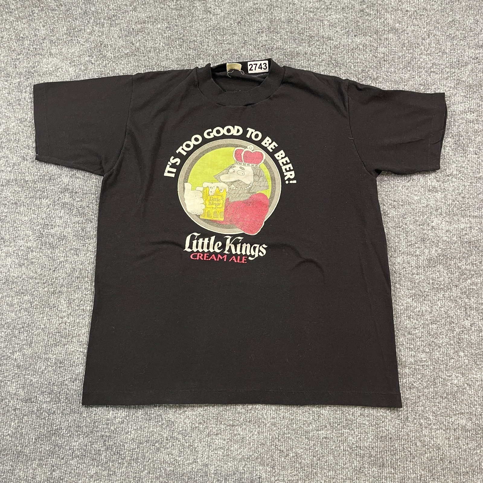 Vintage 80s Little Kings Cream Ale Beer Shirt Medium 20x24 Black gallery