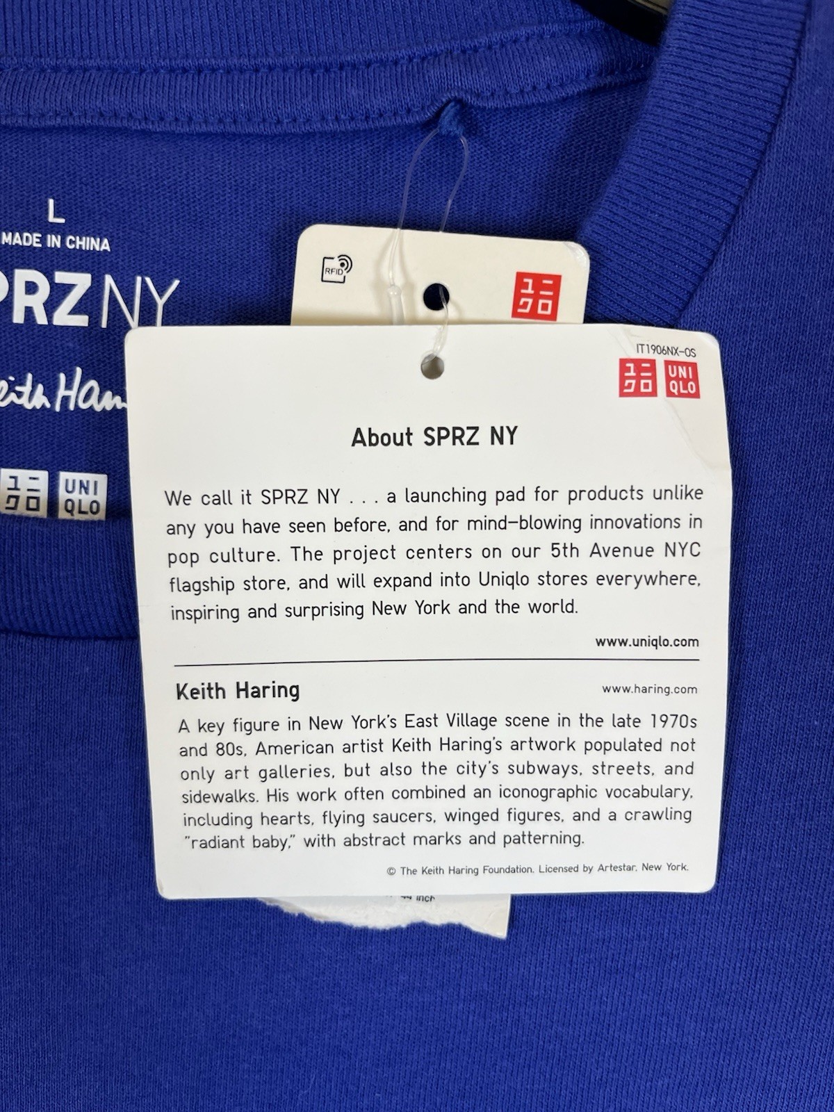 SPRZ NY Keith Haring UNIQLO Graphic Tshirt Blue US size L New York gallery