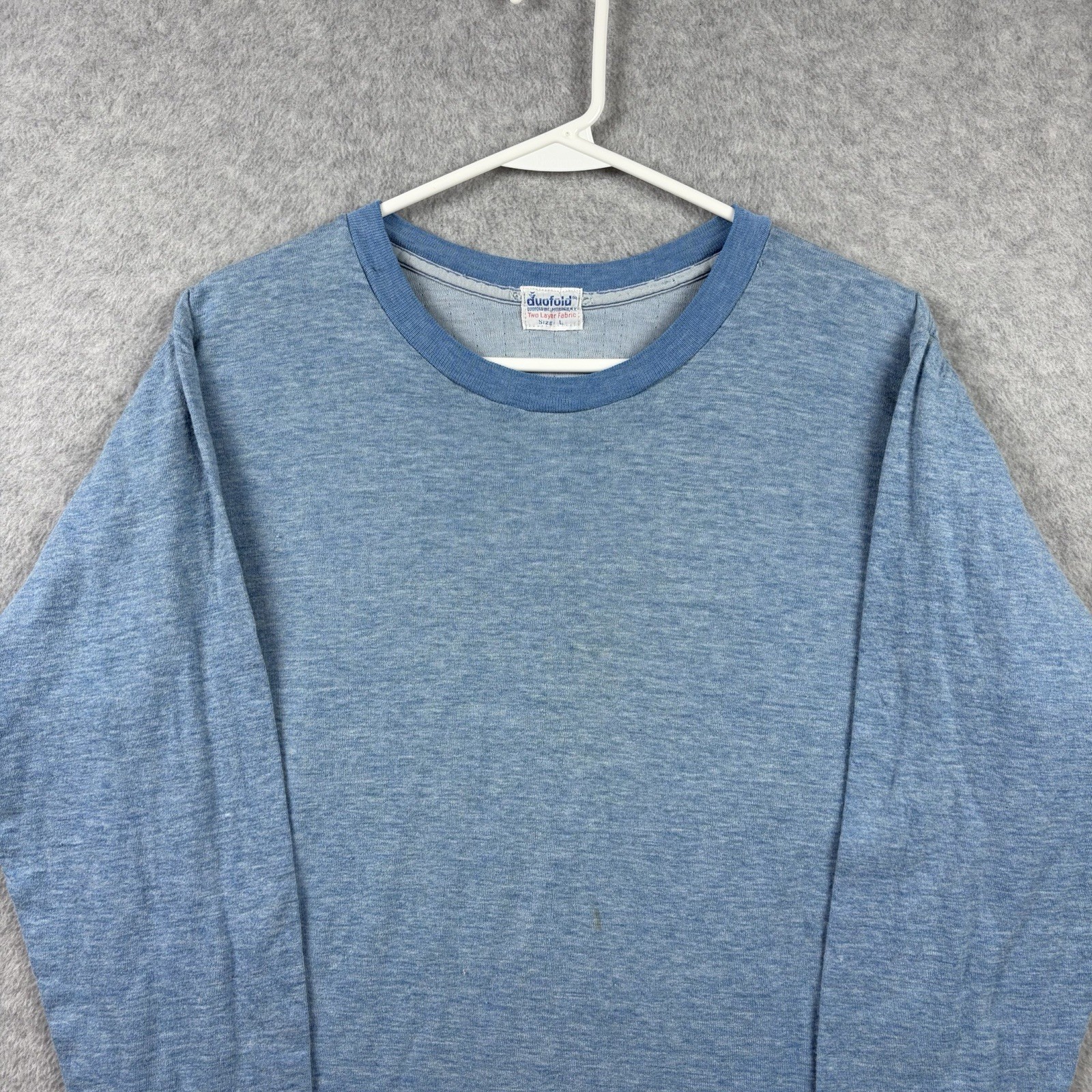 Vintage 60s Duofold Thermal Shirt Mens Large Blue Two Layer Long Sleeve Wool gallery
