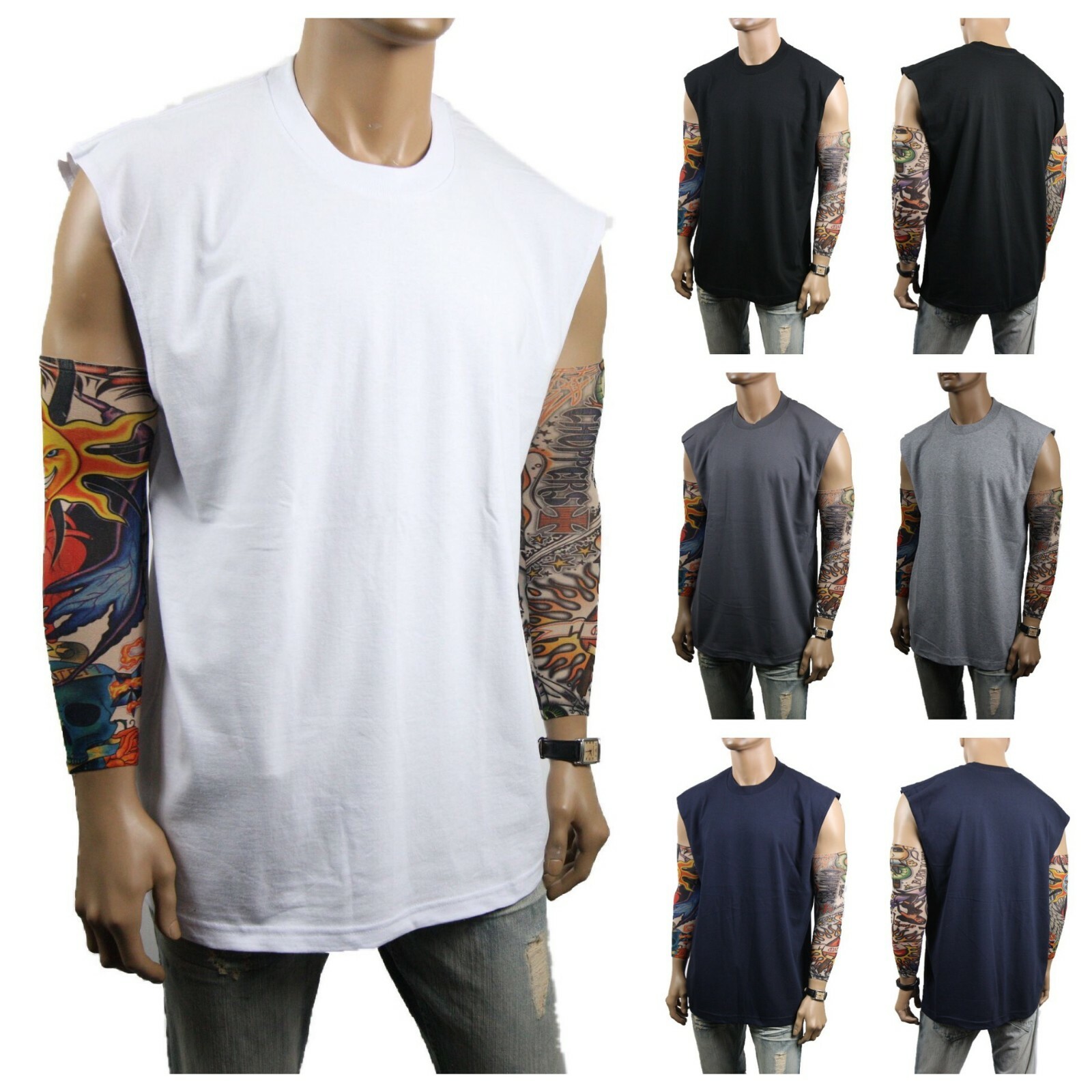 Mens HEAVY WEIGHT Crew neck Sleeveless Shirt Muscle Tank Fitness Gym Big & Tall gallery