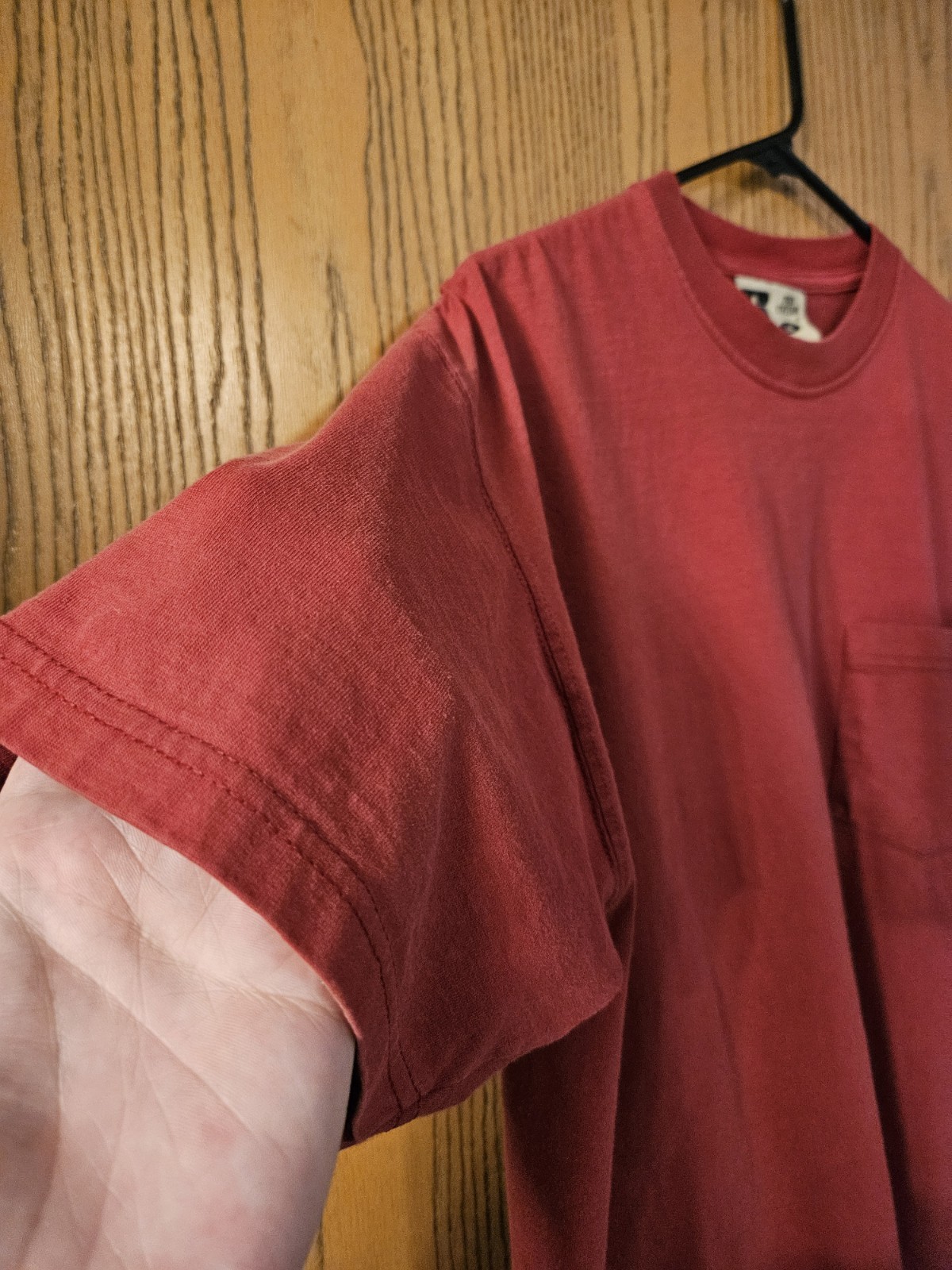 VTG 90s Russell Athletic Pro Cotton Pocket Blank T-Shirt Medium Boxy Faded Red gallery