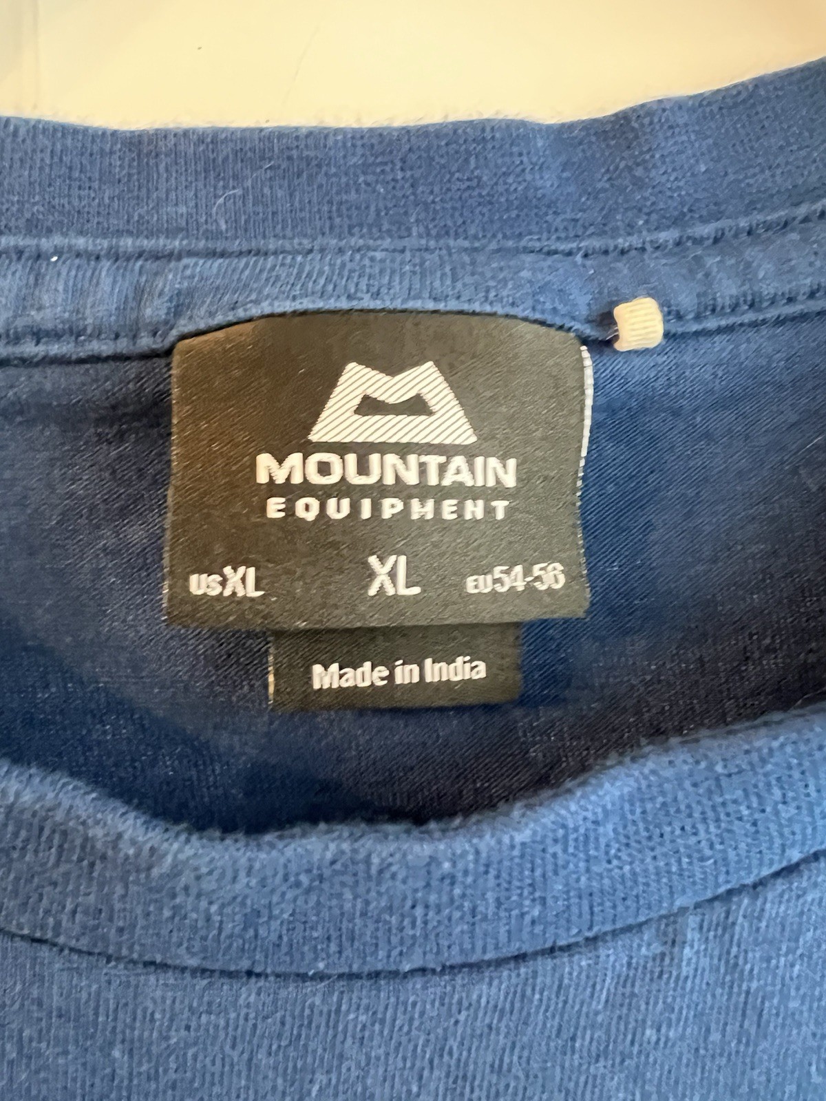 Mountain Equipment Alpinism Tee Organic Cotton Blue Graphic Logo XL Short Sleeve gallery