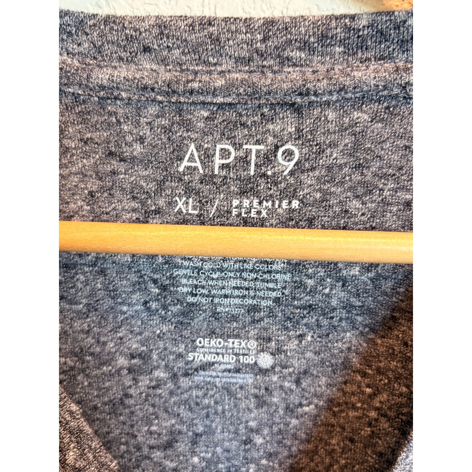Apt 9 Premier Flex Mens XL Henley Shirt Long Sleeve Gray Heathered Cotton Blend gallery