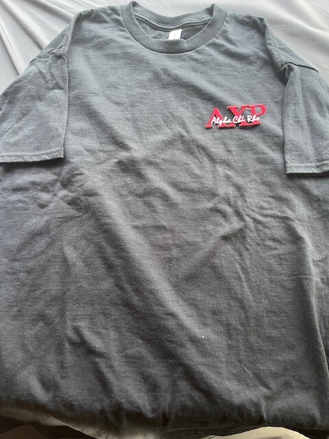 Alpha Chi Rho Black T Shirt w/Embroidered Letters sz Large