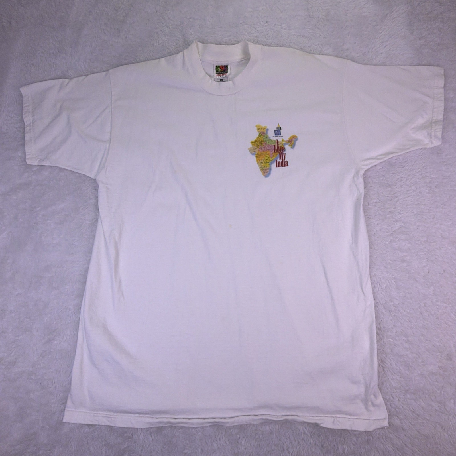 Vintage Hanes Heavyweight T-Shirt Men’s XL White - “I Love My India” 100% Cotton gallery