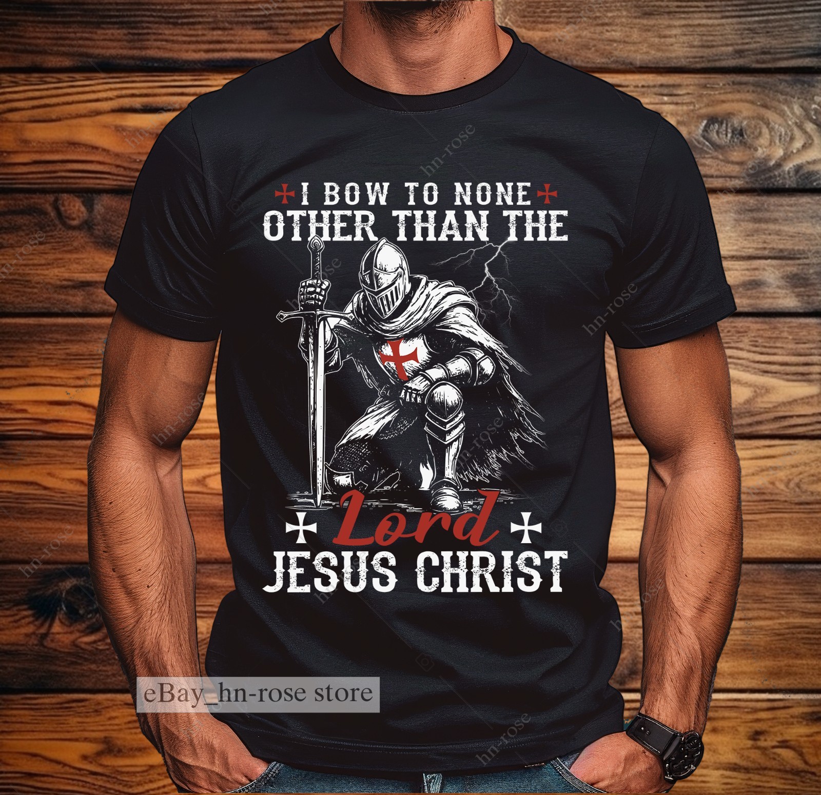 Christian Warrior T-shirt Templar Knight Armor of God Cross Tee for Men of Faith