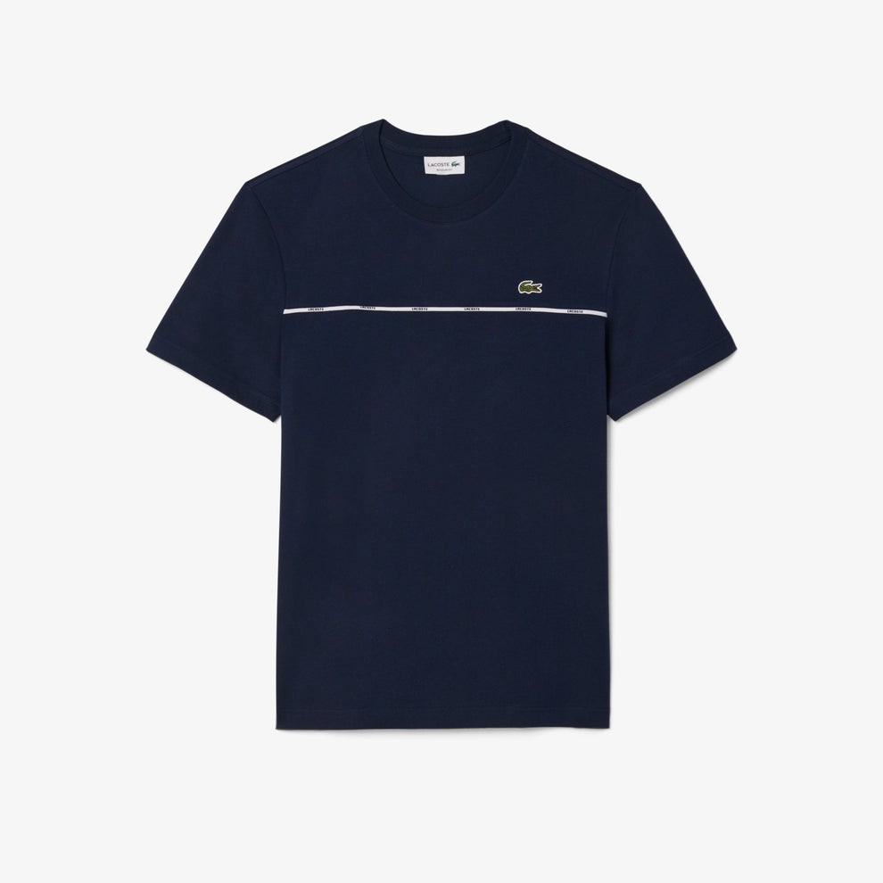 Lacoste Men's Regular Fit Navy Blue Logo Striped T-shirt Large gallery