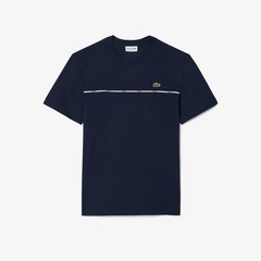 Lacoste Men’s Regular Fit Navy Blue Logo Striped T-shirt Large