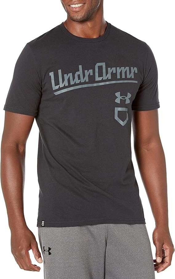 Under Armour Men’s Baseball Script T-Shirt, Black/Mod Gray, Size M