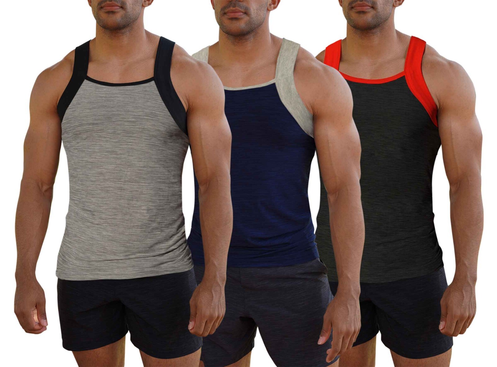 Different Touch Men's 3 Pack Dry Fit Square Cut G-unit Style Tank Top A-shirts gallery