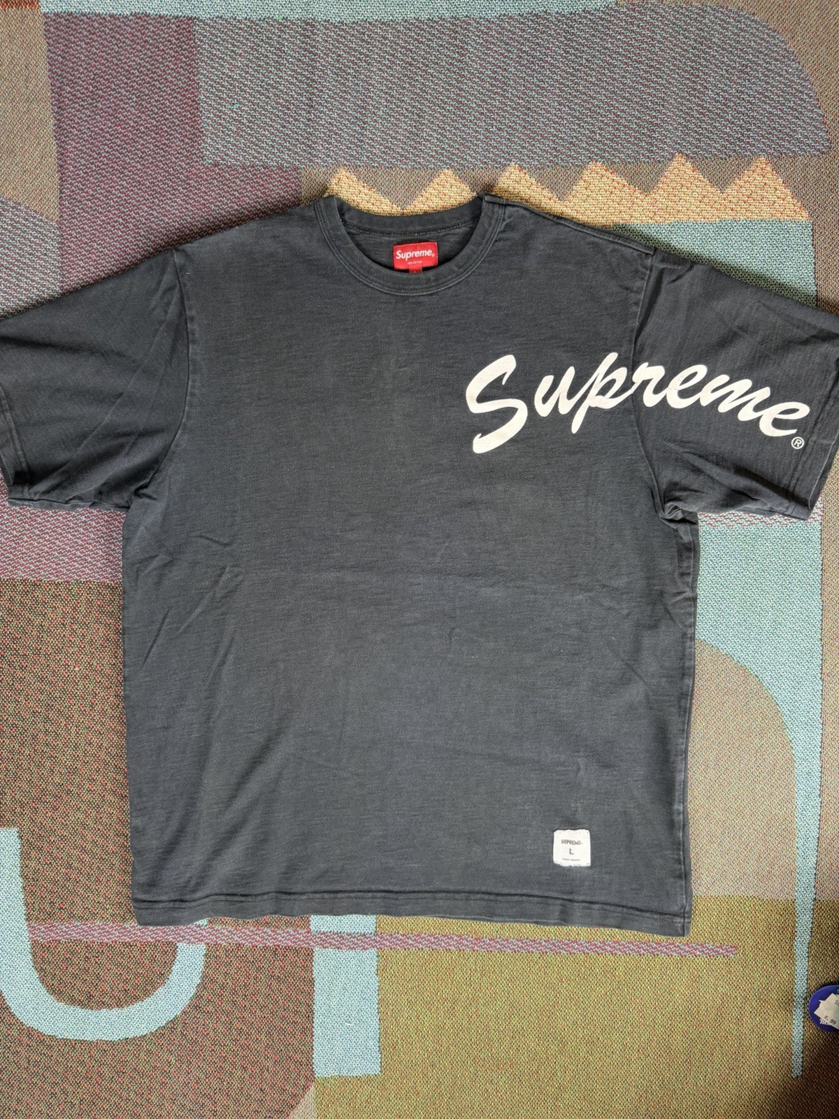 Rare SUPREME FW20 2020 Shoulder Arc Spell Out T Shirt Streetwear Black Large Fad gallery
