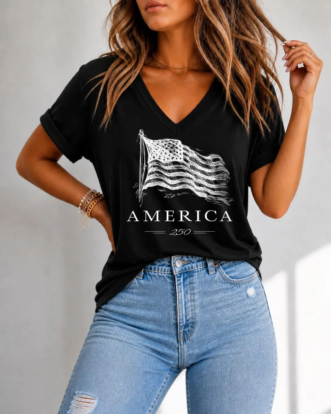 Christian America 250th Anniversary Shirt, V-Neck 4th Of July Shirt gallery