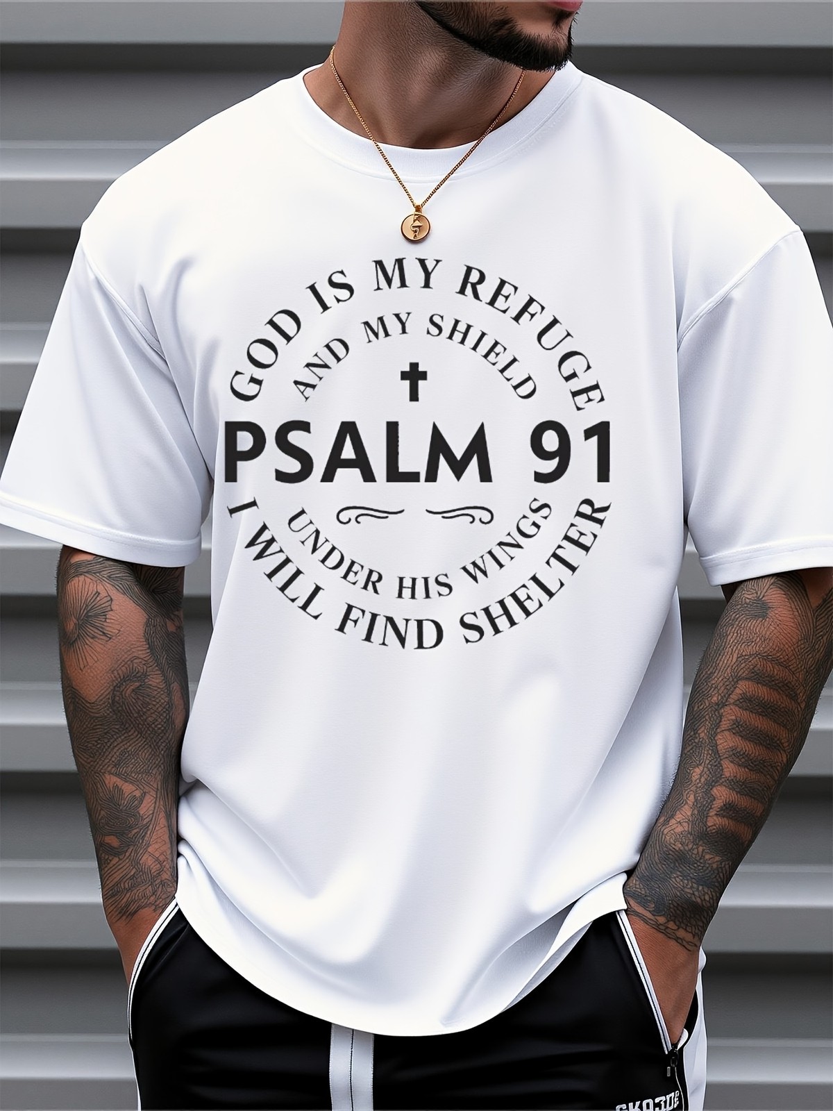 Psalm 91 T-Shirt God Is My Refuge Christian Faith Tee