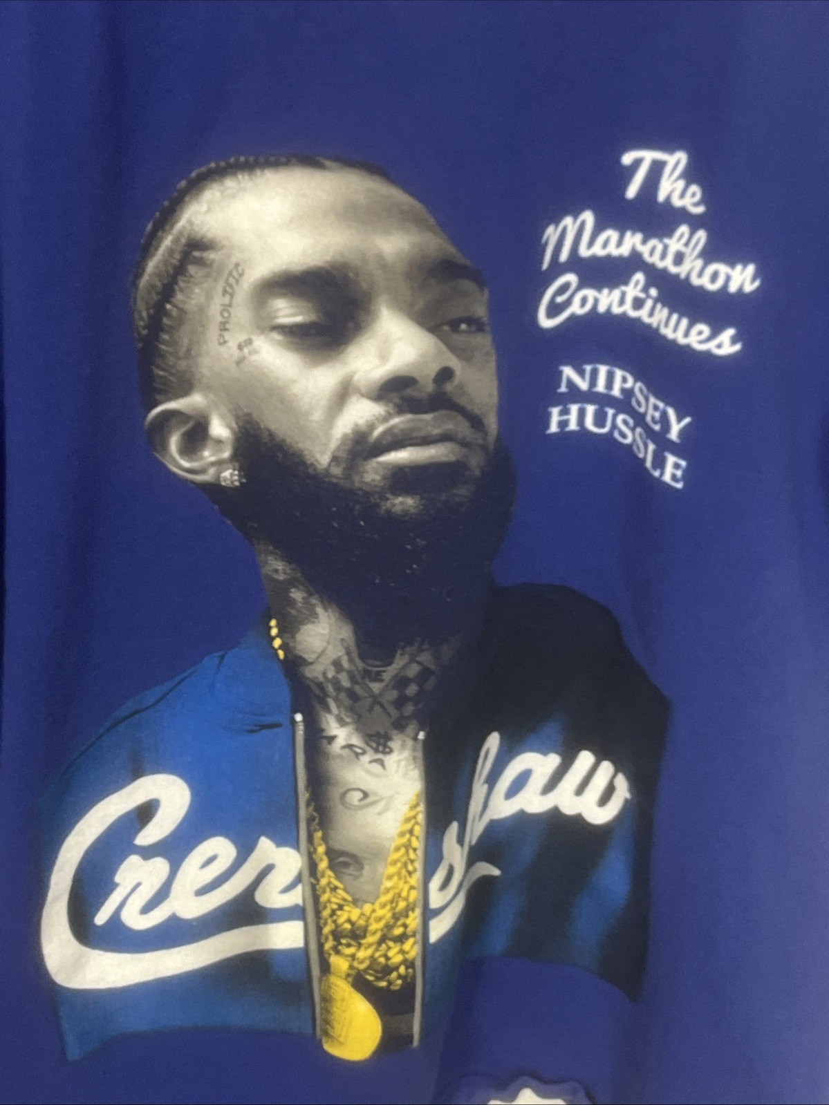 Blue Shaka Wear Nipsey Hussle Crenshaw Marathon Continues Blue T-Shirt 2XL gallery