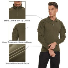 Men’s Firm Active Shirts Camping Atheletic Training T-Shirts 1/4 Zip Ripstop Top
