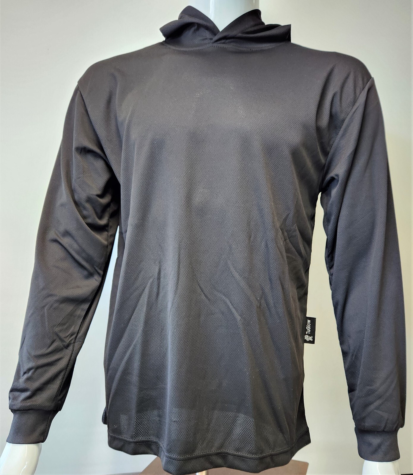 Black Long Sleeve Safety Shirt With Hoodie, Quick Dry Polyester Birdeye mesh gallery