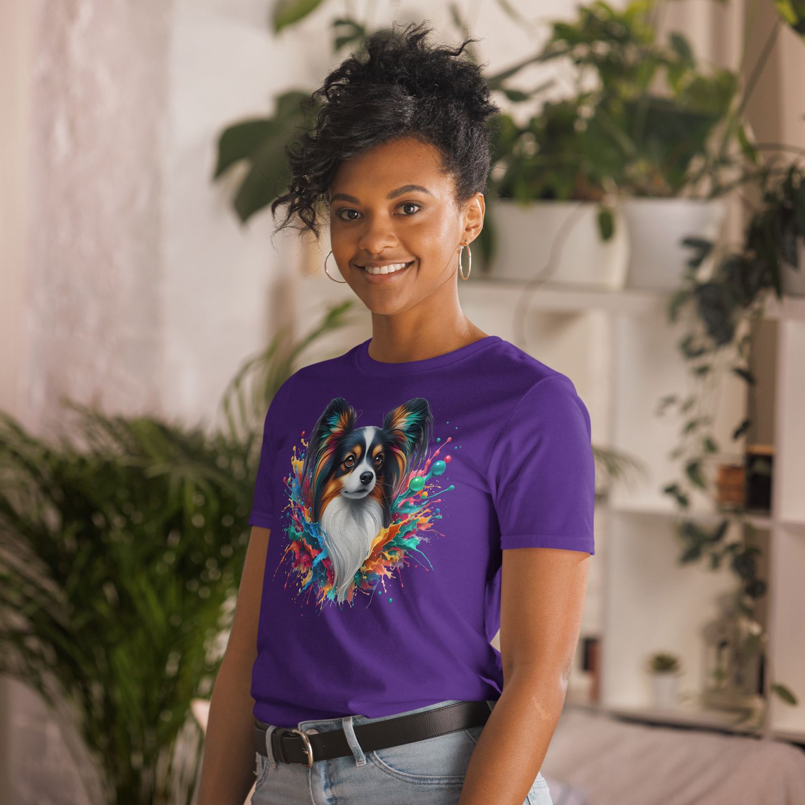 Colorful Splash Papillon Dog T-Shirt | Unisex Softstyle | Vibrant Graphic Tee gallery