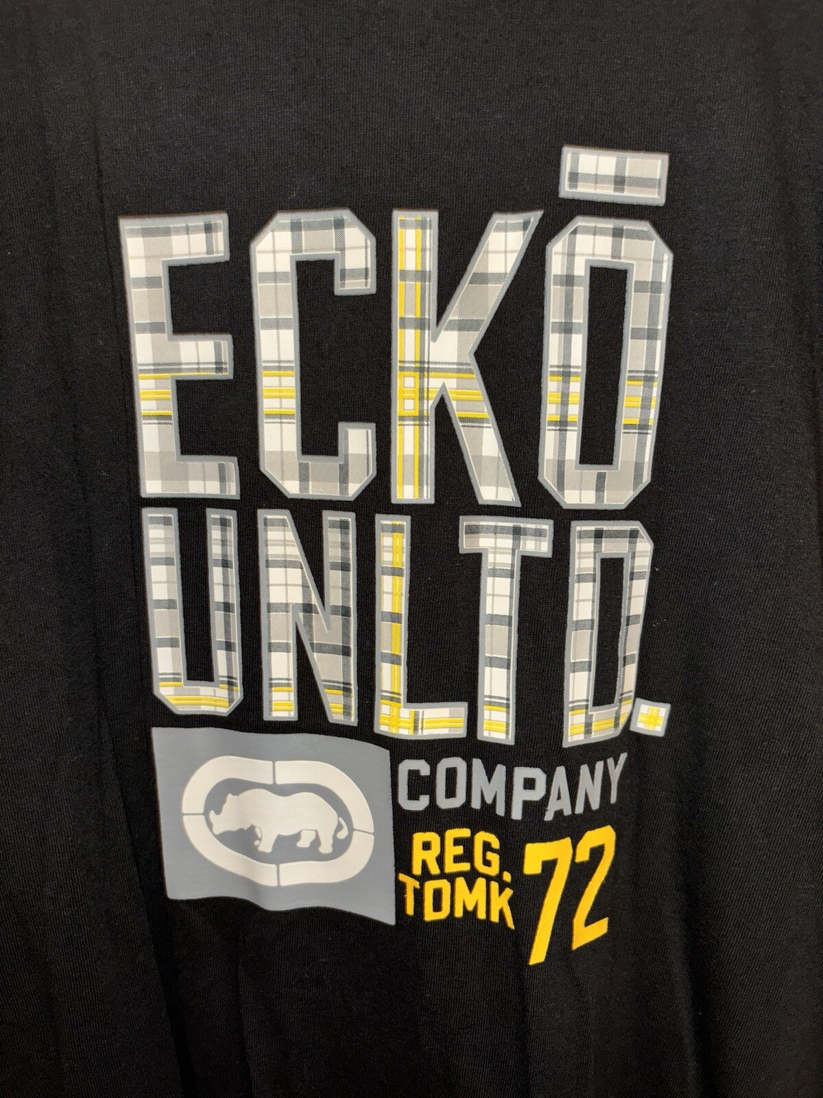 Ecko Unltd. Men’s T-shirt Black w/yellow Plaid Logo Men’s 2XL gallery