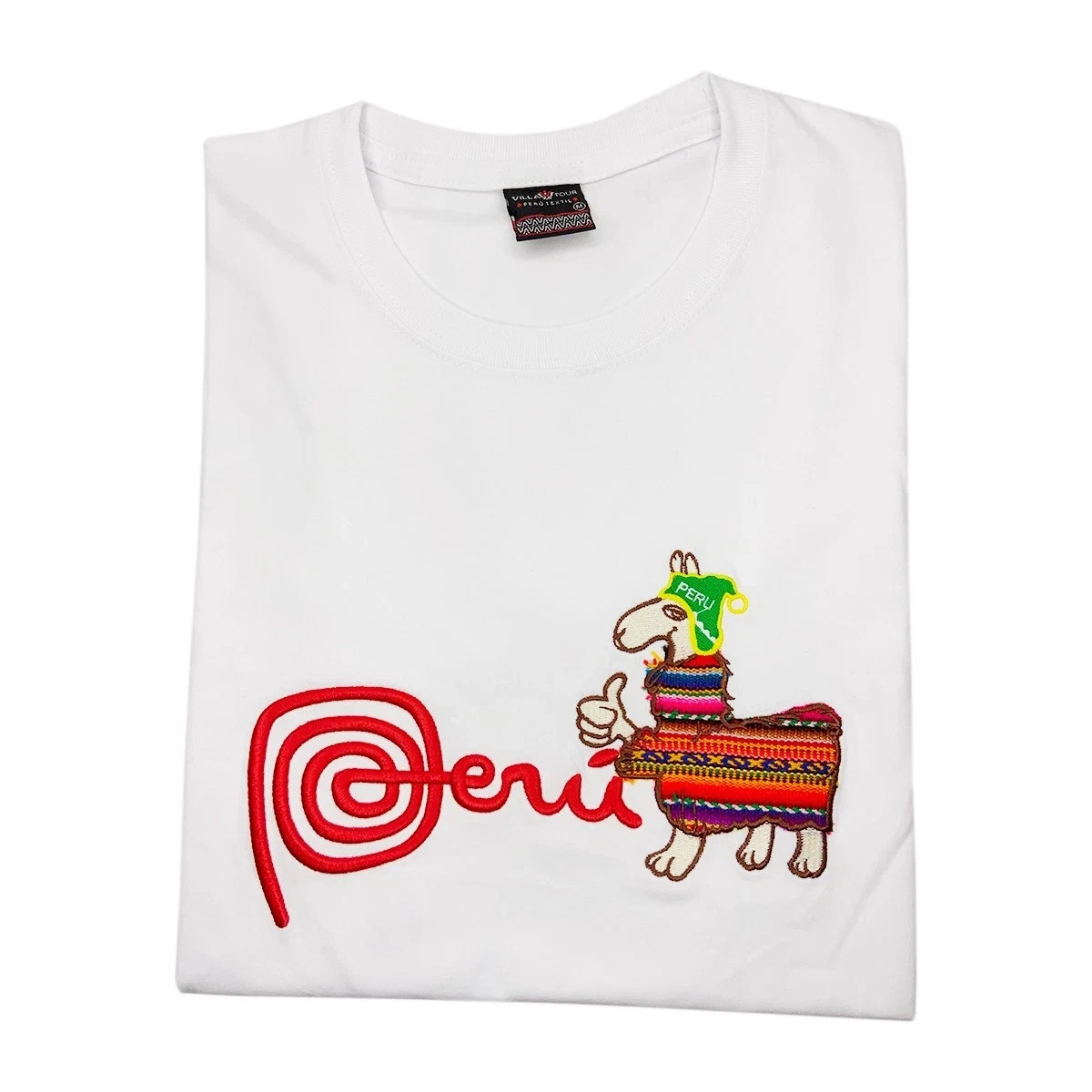 NEW PERU LLAMA ALPACA PERUVIAN PATRIOTIC EMBROIDERY MEN'S SHORT SLEEVE T-SHIRT M gallery