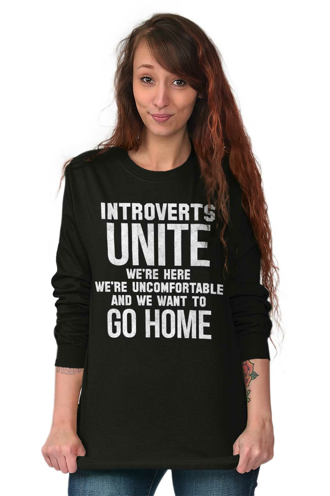 Introverts Unite Just Kidding Go Home Funny Long Sleeve Tshirt Tee for Adults gallery