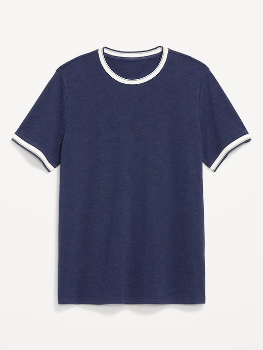 OLD NAVY Men’s Crew Neck Trim Ringer Pique T-Shirt Tee NWT, Many colors & Sizes