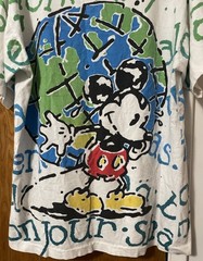 Vintage Disney Mickey Mouse Hello World All Over Print T Shirt OSFA 90s Land