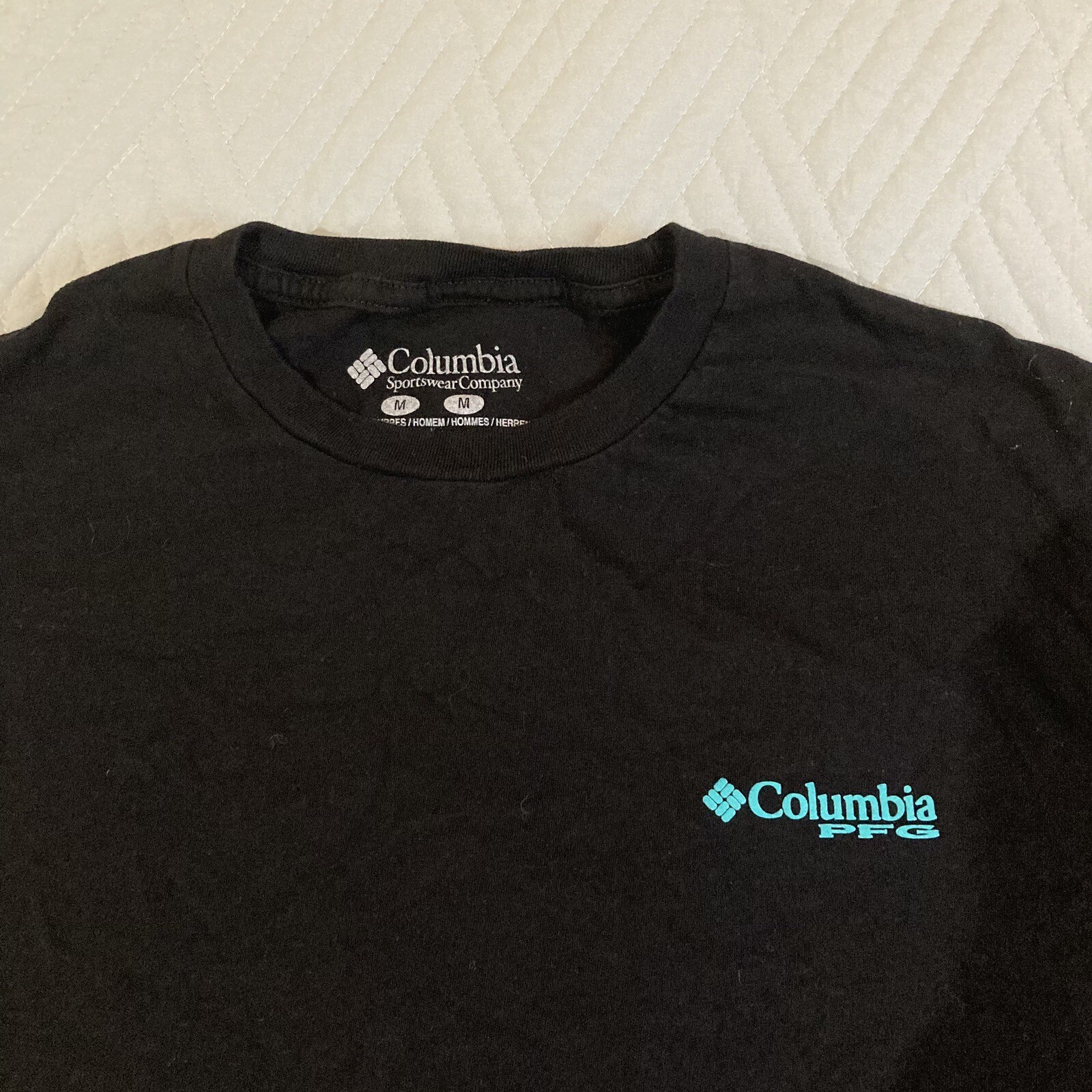 Columbia Mens Shirt Med Blue Neon Camping Graphic Short Sleeve Outdoor Rare Pink gallery