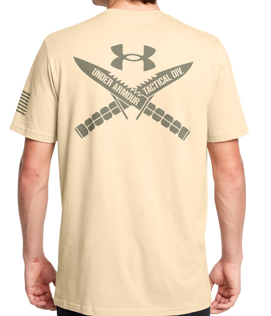 Under Armour 1389463 UA Men's Freedom TAC Logo Knife Cotton Desert Sand T-Shirt gallery