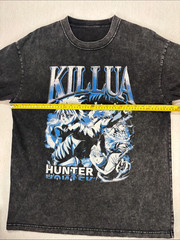 KILLUA x HUNTER x HUNTER T-Shirt Graphic Tee Black Grey Acid Wash VTG look XL?