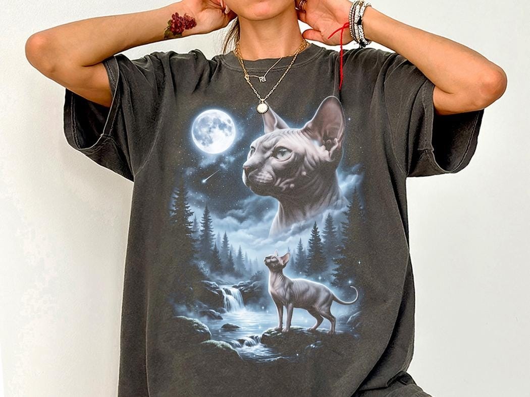 Sphynx Cat Howling at the Moon Shirt Funny Hairless Cat Halloween Tee gallery