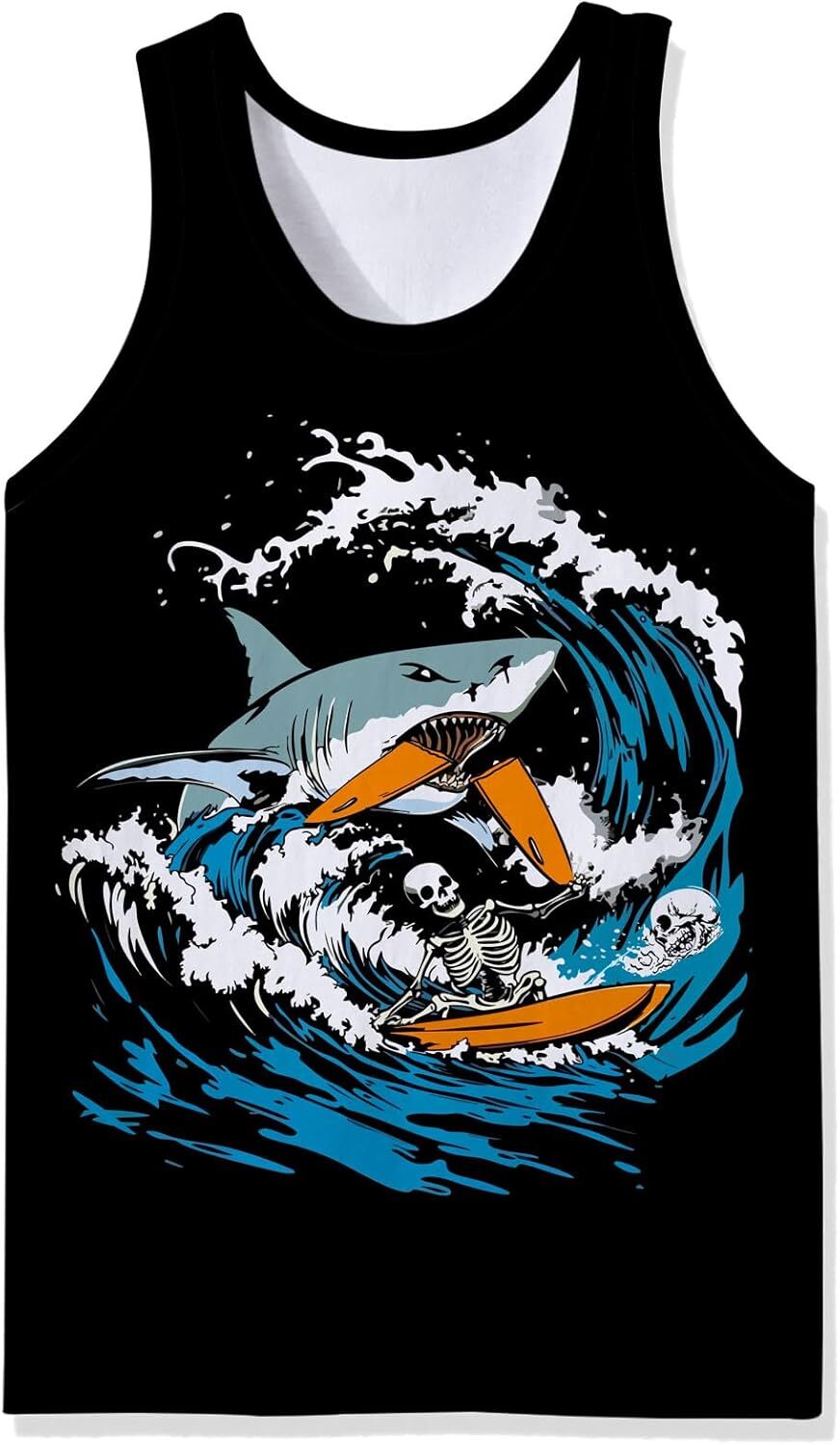 Mens Cotton Tank Tops Funny Graphic Beach Summer Sleeveless Muscle Tank Top gallery