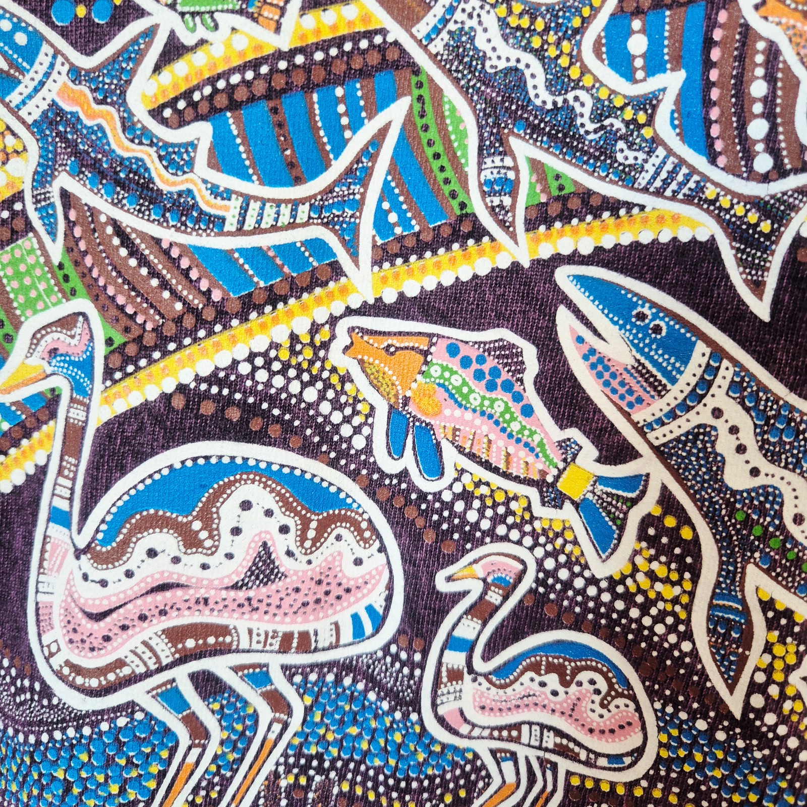 Vintage Gooses Aboriginal Art Animal Australia T-Shirt Cotton Acid-Purple Sz.M gallery