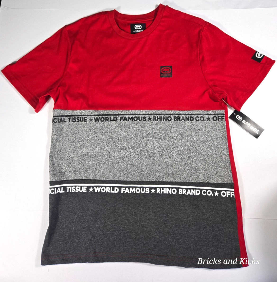 Ecko Unltd. Stand By Color-Block T-Shirt Red/Gray Men’s Sizes S, M, L, XL NWT