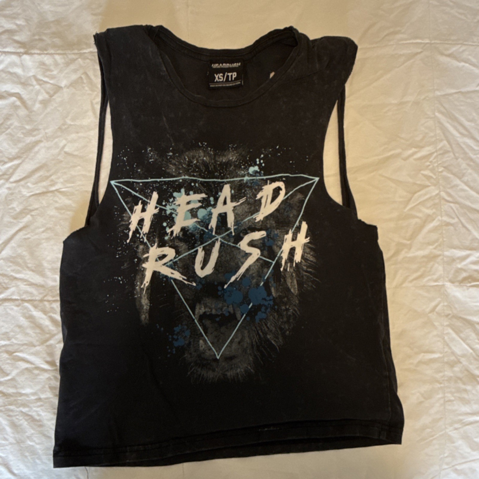 Headrush Men's XS Sleeveless Crew Neck Cotton Graphic Print T-Shirt Black gallery
