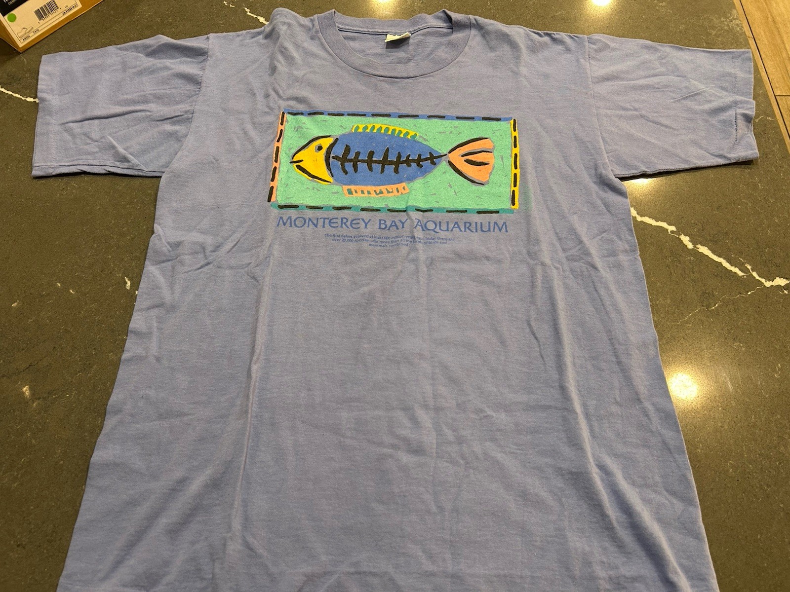 Vtg Monterey Bay Aquarium Tropical Fish T-shirt Blue Large Retro Tee Sea Life gallery