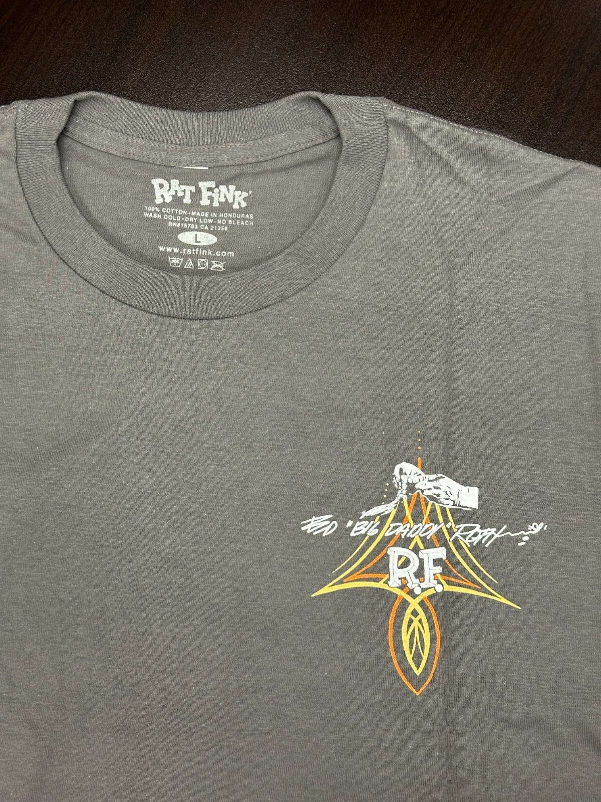Mens Ed Big Daddy Roth Rat Fink Pinstripe Hot Rod Gray Cotton T-Shirt M-3XL RFG2 gallery