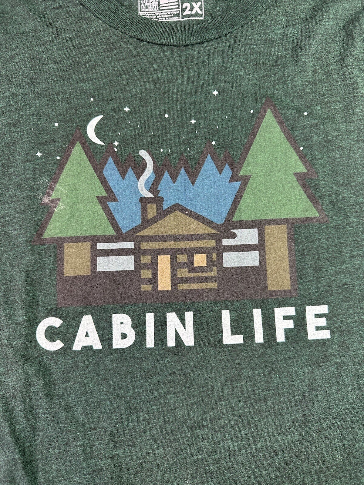 5518 Designs Mens 2XL Short Sleeve Shirt Cabin Life Dark Green gallery