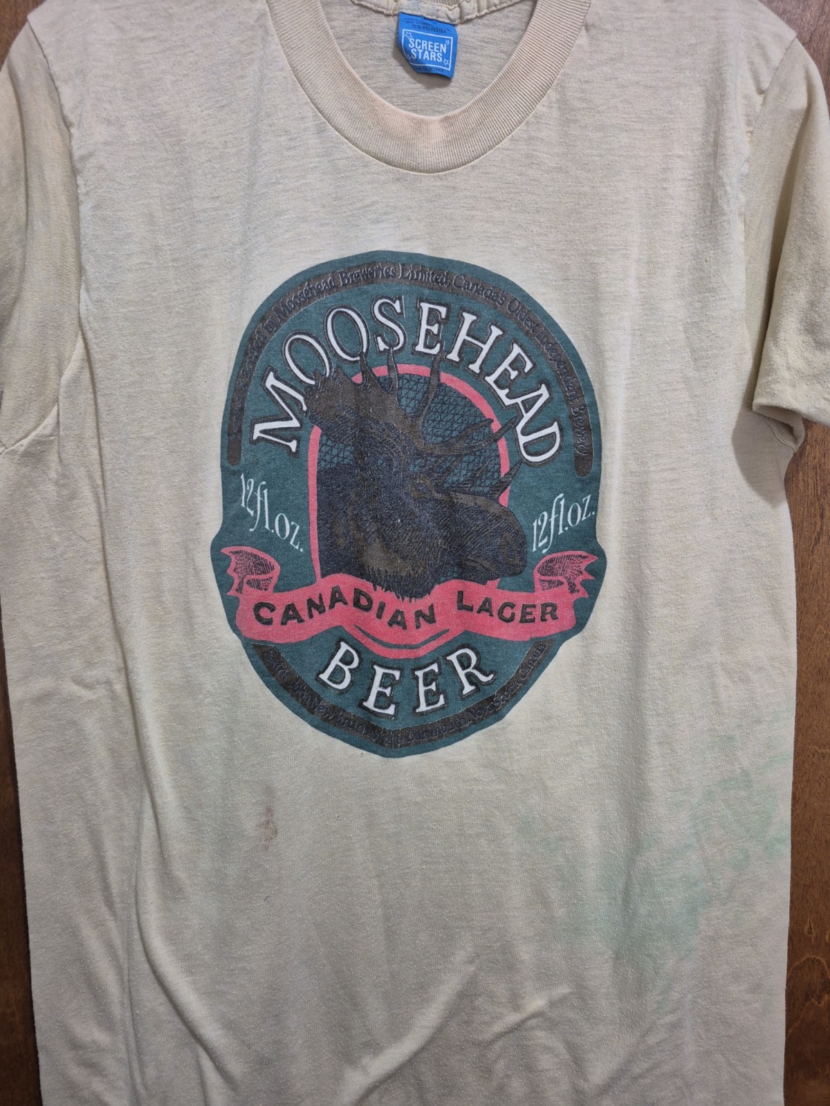 Vintage Moosehead Beer Shirt Mens XL Tan Canadian Lager Promo Moose 80s gallery