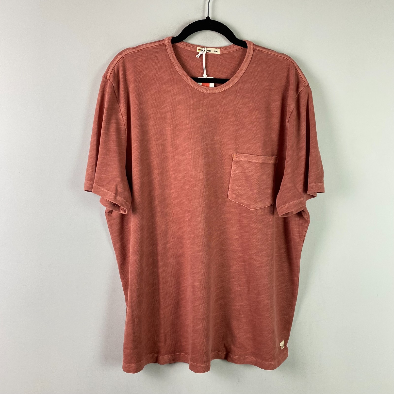 Marine Layer Tee Mens Size L Vintage Heavy Slub Pocket Rust Red Short Sleeve gallery