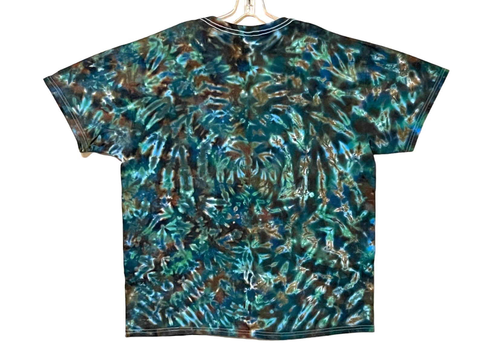 Tie Dye Shirt | Mossy Green Blotter Scrunch | Handmade | Unisex | Tall | Women's gallery