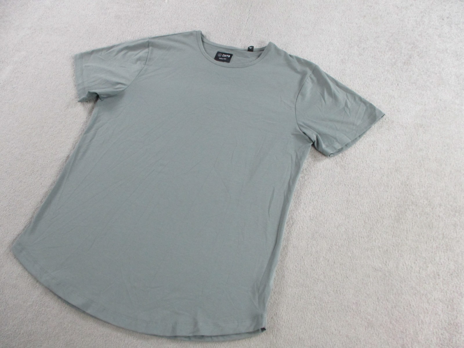 Cuts Clothing Shirt Men XL Gray Curve Hem Crewneck Casual Basic Plain Staple Tee gallery